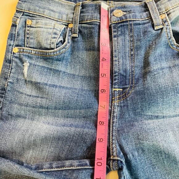 7 For All Mankind The Relaxed Skinny Torn Distressed Blue Denim Y2K Jeans 25 - Picture 10 of 13